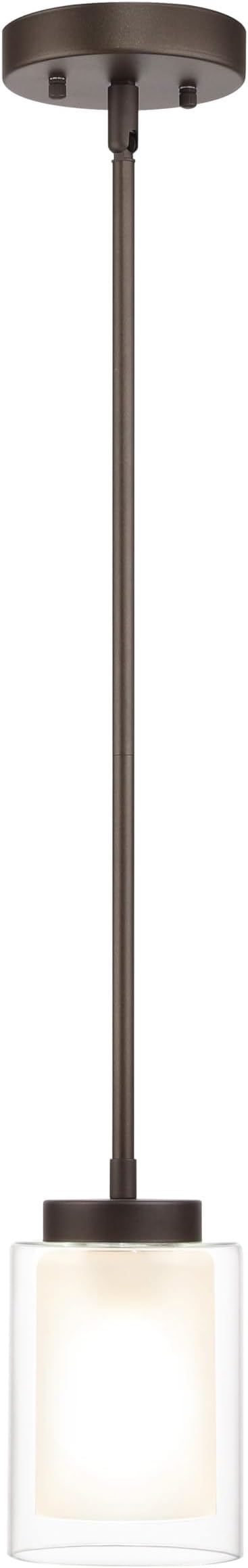 Pendant Lighting Modern 1 Light Mini Pendant Light with Dual Glass in Dark Bronze, Adjustable Hanging Ceiling Light for Kitchen & Living Room XB-P1195-DB