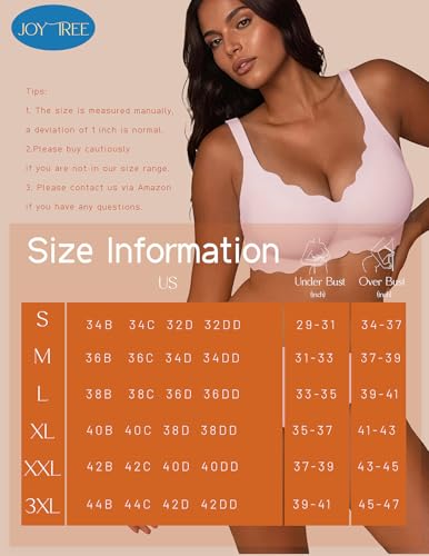 Image of JOYTREE Silky Bras for Women No Underwire V Neck Bralettes for Women Cloud Feel Everyday T Shirt Bra with Extender