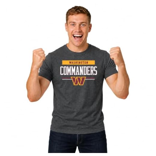 Team Fan Apparel NFL Short Sleeve Charcoal T Shirt, Adult Sports Tee, Team Gear for Men and Women (Washington Commanders - Black, Adult X-Large)