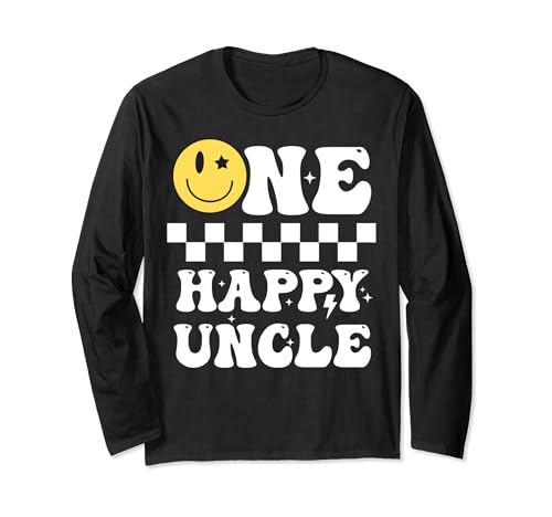 Retro One Happy Dude Uncle 1er cumpleaños 2024 familiar a juego Manga Larga