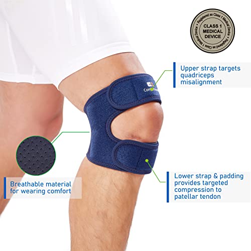 Comforband Dual Strap Knee Patella Brace For Knee Pain Relief, Runner’s Knee, Jumper’s Knee, Gym Exercise, Patellar Tendonitis, Osgood-Schlatter, Sports Injury Recovery, Joints And Muscles Support, For Men And Women (Navy, L/Xl) #TOP3