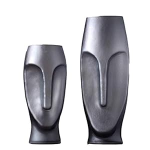 Abstracte Menselijk Gezicht Glazen Vaas Thuiskantoor Woonkamer Tv Aanrecht Vaas Gedroogde Bloemen Simulatie Bloem Decoratie Vaas 47x16cm, 35x15cm, 2 Stuks