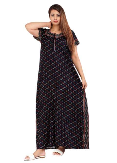 Women Flower Printed Casual Wear Cotton Nighty - Gown-MFNT5017-image-14