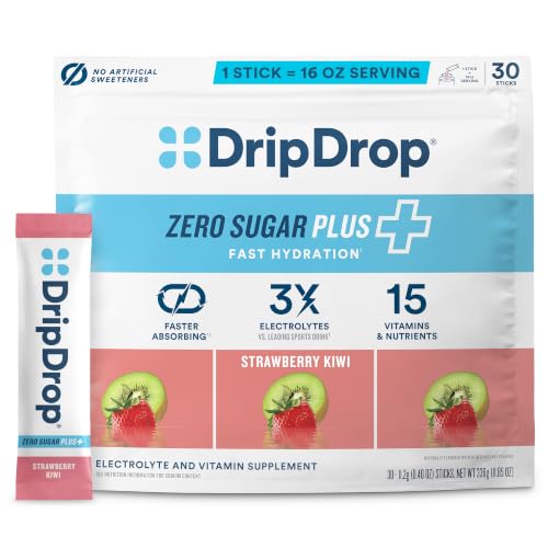 Image of DripDrop Hydration Zero Sugar Plus Electrolytes, Strawberry Kiwi, 30 Ct