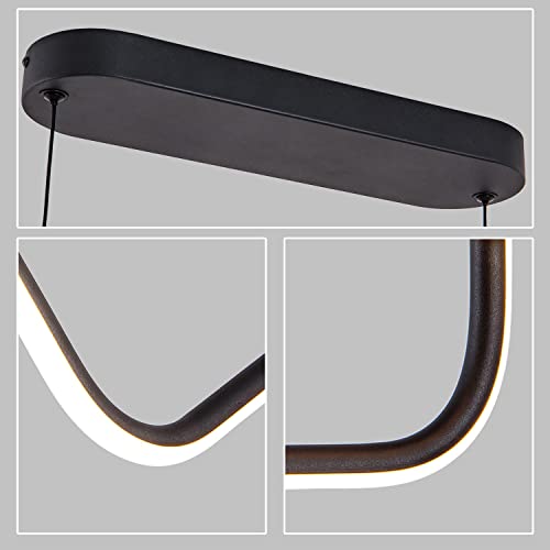 Sedelan Modern Linear Chandelier, Dimmable Led Pendant Light Fixtures, 2 Lights Pendant Lighting For Kitchen Island Dining Room Bar, Black, 3000K #TOP6