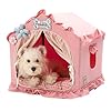 Jiupety Indoor Dog House with Frame, Cute Dog Tent Bed with Cover Cave, Breathable, Washable, and Foldable House, Suitable for 10-20 Lb Puppy and Cats, Medium (17″×17″×17″), Pink
