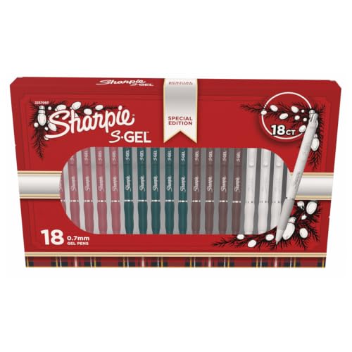 Image of Sharpie S-Gel Pens, Special Edition Gift Pack, Assorted Barrel Colors, Medium Point (0.7mm), Black Ink, 18 Count