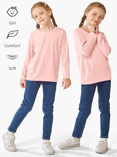 Image of Cooraby 5 Pack Girls Long Sleeve Tees Girls' Soft T-Shirts Kids Basic Crewneck T-Shirts Top for Teen Youth Girls, 2T-16Y