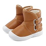 LACOFIA Baby Wasserdicht Winter Schneestiefel Kleinkind Jungen Mädchen rutschfest Gummisohle Stiefel Braun 20/21 Etikett 133