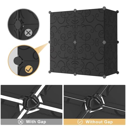 Image of Plastic Wardrobe for Kids Clothes - Durable, Easy to Use Anti-Skid & Non-Slip Effective Professional Collapsible Wardrobe, Plastic Cupboard for Kids, Foldable Almirah (Black HL1, 12 Door)
