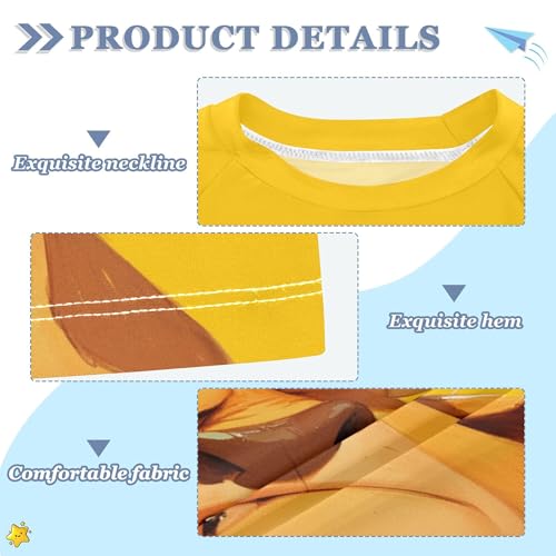 Cartoon Fun Yellow Ox Girls Bathing Suit UV Protection Sports Shirts Swimwear Beach Tops 3T3