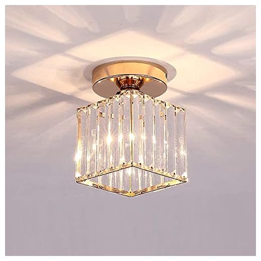 Home-Neat Lustre Moderno Luminária De Teto de Cristal De Ferro E27 Lâmpada para sala de estar, corredor (Cubo, Ouro)