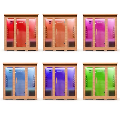 di volio Infrarotsauna Loimaa IV, Infrarotkabine für 4 Personen, aus Holz, Vollspektrumstrahler, LED-Farblichttherapie & Ionisator, 190x180x120 cm, (4-Personen)