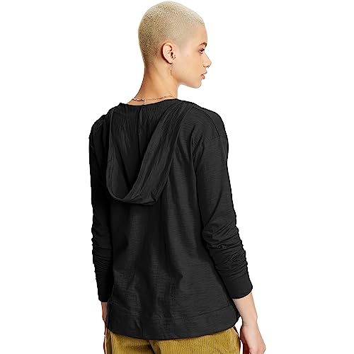 Hanes Women's Slub Jersey Hoodie, Black, Large #TOP1