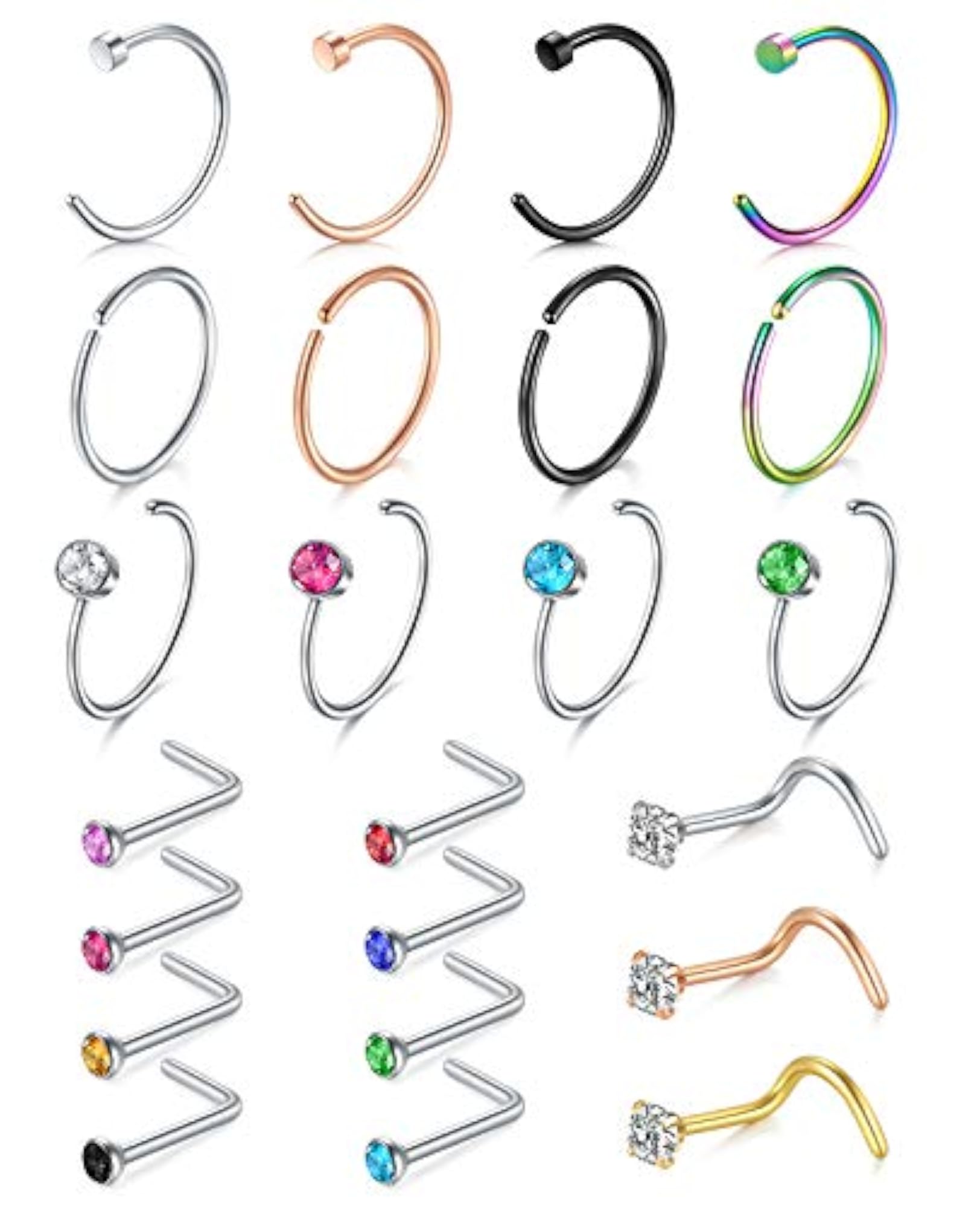 Surgical Stainless Steel L Shape Nose Studs & C Shape Nose Ring