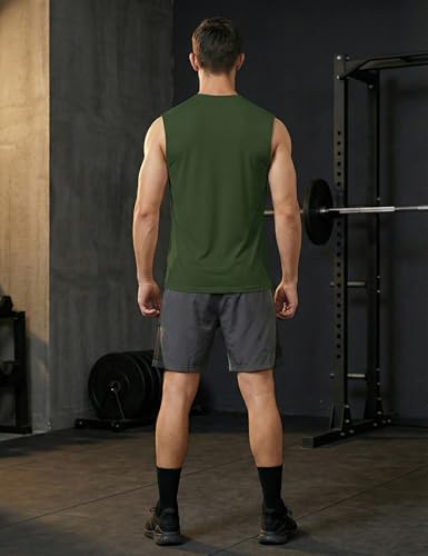 Image of DEMOZU Men's Sleeveless Workout Swim Shirt Quick Dry Athletic Muscle Beach Tank Top Big and Tall