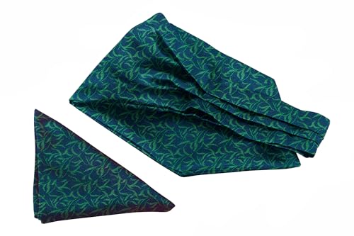 Image of BLACKSMITH Jacquard Microfiber Neckwear Ascot and Matching Pocket Square Set for Men