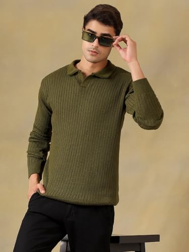 Image of Kvetoo Full Sleeve Winter Wear Woolen Collar Polo Sweater for Men