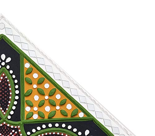 Image of Ethnics of Kutch Traditional Kutch Handicraft Mud-Mirrorwork Lippan Kam Wall Art (Water and Break Resistant) - Square (12 inch x 12 inch) - (White - LKT-0227)