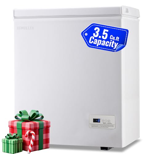 DEMULLER 3.5 Cu.ft Chest Freezer with Electronic Panel, Accurate Temperature Display to 1 ℉, White Deep Freezing Machine with 2 Removable Baskets, Compact Size for Any Space