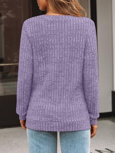 Image of AUTOMET Womens V Neck Long Sleeve Shirts Fall Tops 2026 Lightweight Sweater