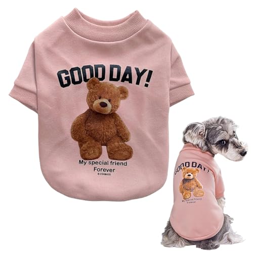 犬服 スウェットトレーナー 犬 猫 ペット服 可愛い クマ Tシャツ ドッグウェア 柔らかい 防寒 暖かい コスプレ コスチューム 犬服 猫服 通気性 脱毛保護 仮装 変身服 記念撮影 お出かけ お散歩 猫 小型犬 中型犬 ペット用品 春 秋 冬 (ピンク, S:1.5-2.5kg)
