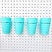 WORLD AXIOM Pegboard Bins with Rings Set of 4 - Ergonomic 1/4 Pegboard Accessories Cups- Peg Board Attachments for Art & Craft Supplies - Sturdy Pegboard Organizer Baskets Kit for Storage