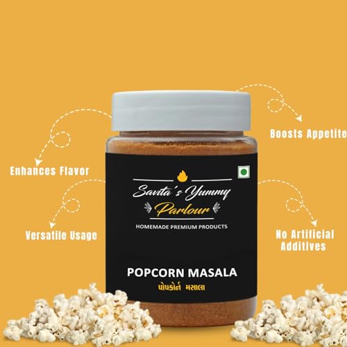 Image of Savita's Yummy Parlour Popcorn Masala - 100g | Homemade Premium Spice Blend | Tangy & Spicy Seasoning for Popcorn, Snacks & Fries