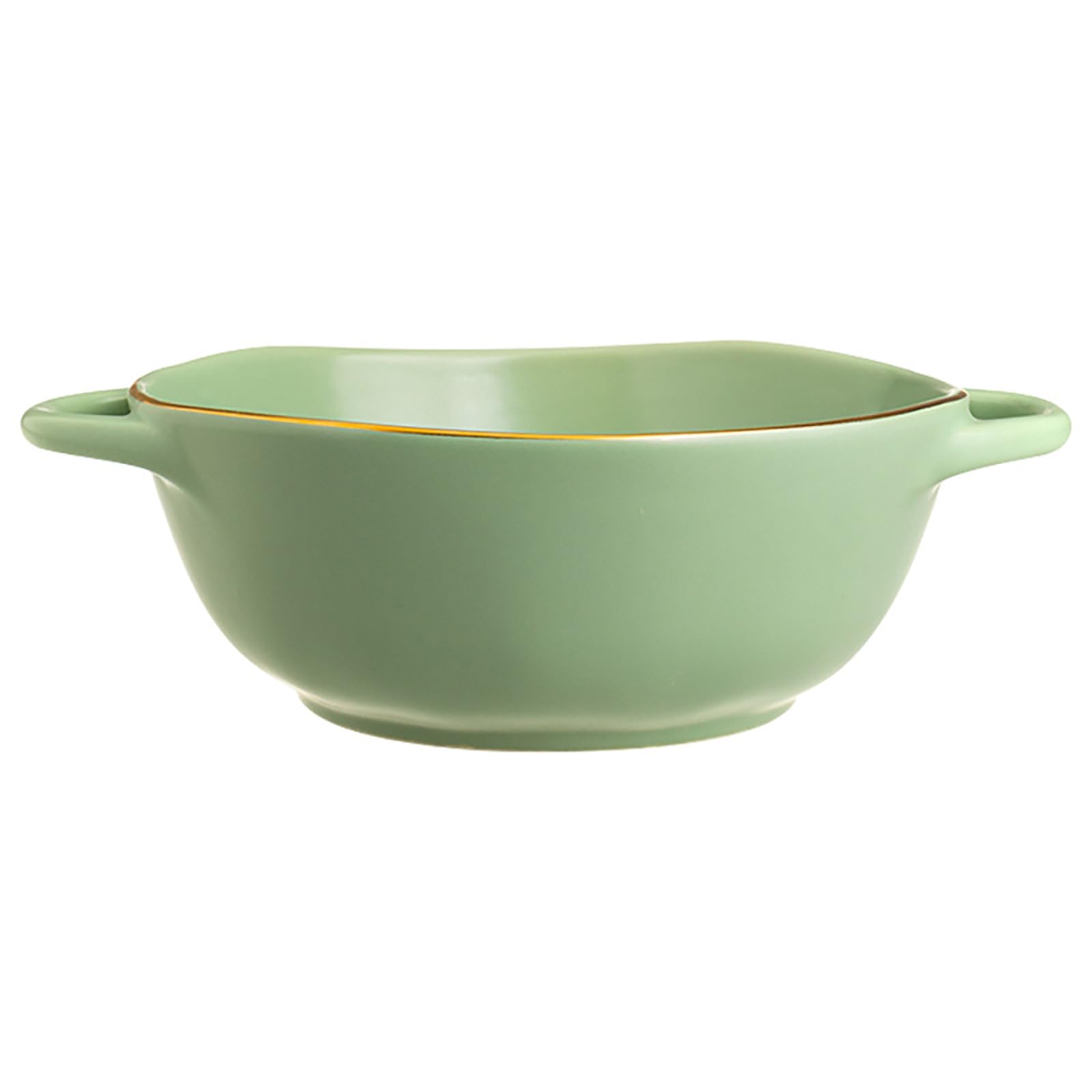 Cuencos de cerámica Coloridos de 10 Pulgadas, Cuencos de Sopa con Doble asa para Pasta, Ensalada, Cereales y Sopa. Apto para microondas y lavavajillas.,Verde