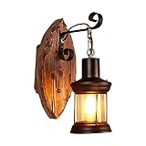 OSBELE Vintage Retro Nordic Madera Exterior E27 Lámpara de pared Cabeza de cama Dormitorio Balcón Escalera Pasillo Luz de pared de noche Espejo de jardín antiguo Frente Viento industrial Aplique de