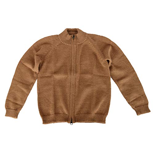 Boys Handmade 100% Alpaca Wool Full Zip Sweater (Tan, 6)3