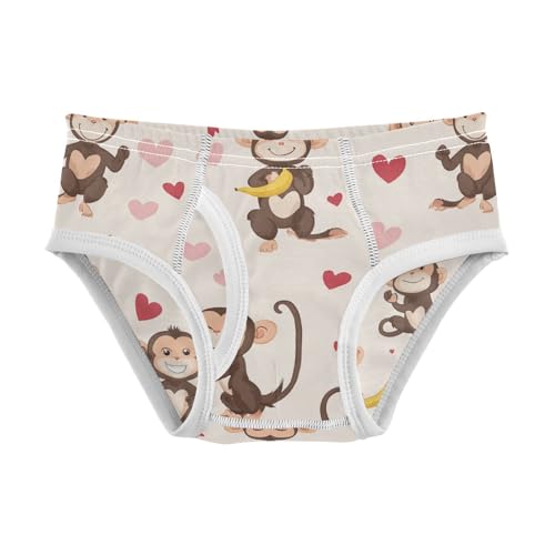 Wusikd Monkey Heart Boys' Underwear Cotton Cute Animal Boys Briefs Soft Toddler Underwear 2T