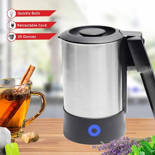 Tetera eléctrica de viaje acero inoxidable 20 oz miniatura 3