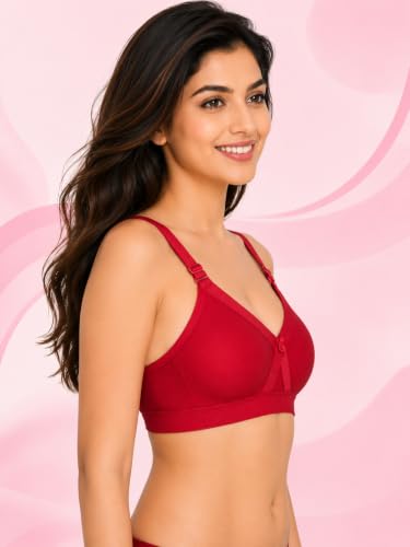 Image of SONA Super Fit Everyday Non Padded Side Support Cotton Full Coverage Bra for Women with Transparent Strap Plus Size Bra