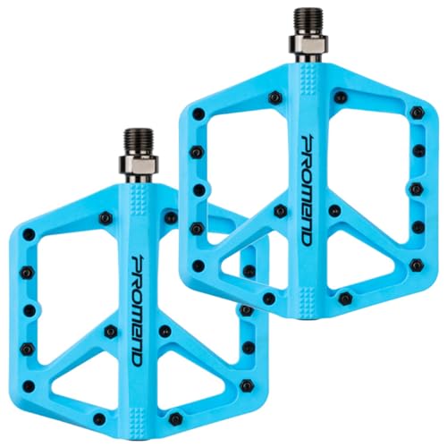 Mountain Bike Pedals - Durable Nylon DU Bearing Platform Pedals for MTB and BMX (Light Blue)