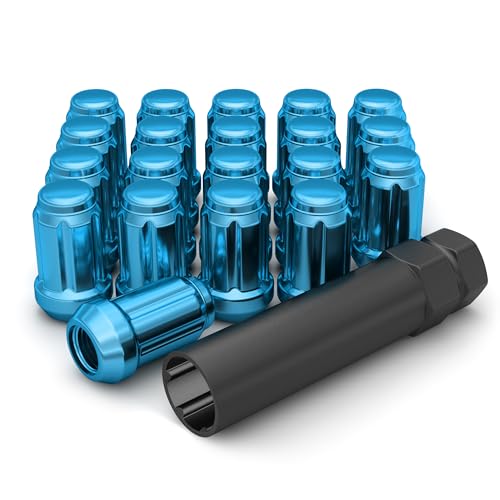 Image of White Knight 3804BLT-20AM 1 /2 inch-20 Blue 6 Spline Lug Nut with Key, 20 Pack (for AFTERMARKET Wheels with Smaller 0.80 inch Diameter Seating)
