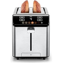 Chefman Smart Touch 2 Slice Digital Toaster, 6 Shade Settings, Touchscreen Controls, Extra-Wide Slots for Thick Breads & Bagels, +10 Seconds, Defrost, Removable Crumb Tray Stainless Steel