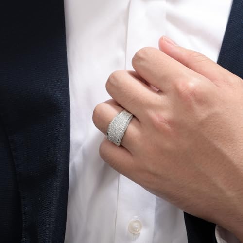 Mens Moissanite Wedding Band 925 Sterling Silver 2ct D Color VVS1 Clarity 217 Round Cut Lab Created Stone Promise Ring Engagement Band Gift for Him Size 7-144