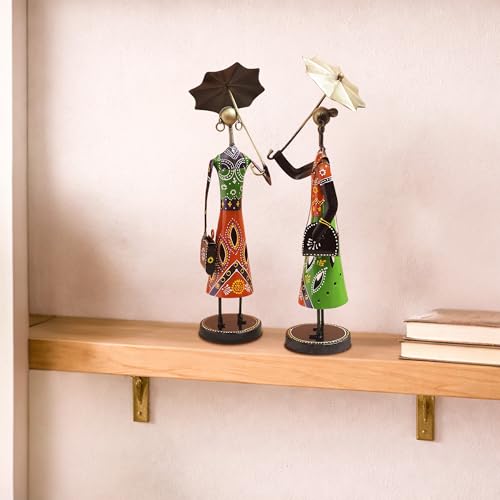 Image of CraftVatika Metal Fashion Dolls with Umbrella Statue Decorative Showpiece Items for Home Decor Living Room Bedroom Table Desk Decoration & Gifts
