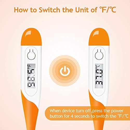 Thermometer for Adults, Professional Fast Reading Flexible Waterproof Digital Oral Thermometer with Fever Alert, Accurate Basal Body Thermometer for Adults and Kids, C/F Switchable