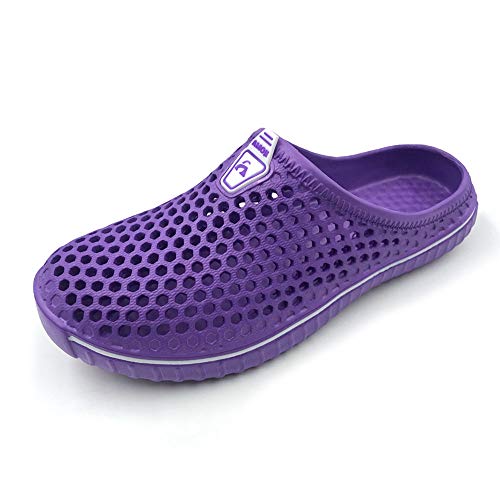Amoji Unisex Garden Clogs Shoes Slippers Sandals AM1702 6 Women/4 Men Purple