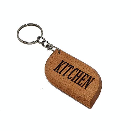 S M Gift ShopKitchen Key Tag Engraved Wooden Keyring Keychain Made to Last