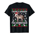 Ich will einen Esel zu Weihnachten, hässlicher Pullover, Esel, für Kinder, Herren T-Shirt