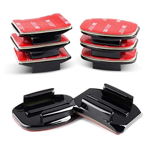 HSU Adhesive Mounts for GoPro Cameras - 4X Curved & 4X Flat Mounts Bundle with 3M Sticky Pads, Helmet Adhesive Sticky Mounts for GoPro Hero 11 10 9 8 7 6 5 4 3+ 3 Cover