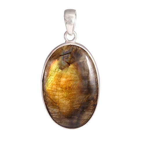 Pendentif en argent avec labradorite ovale parfait pour vos tenues de fête