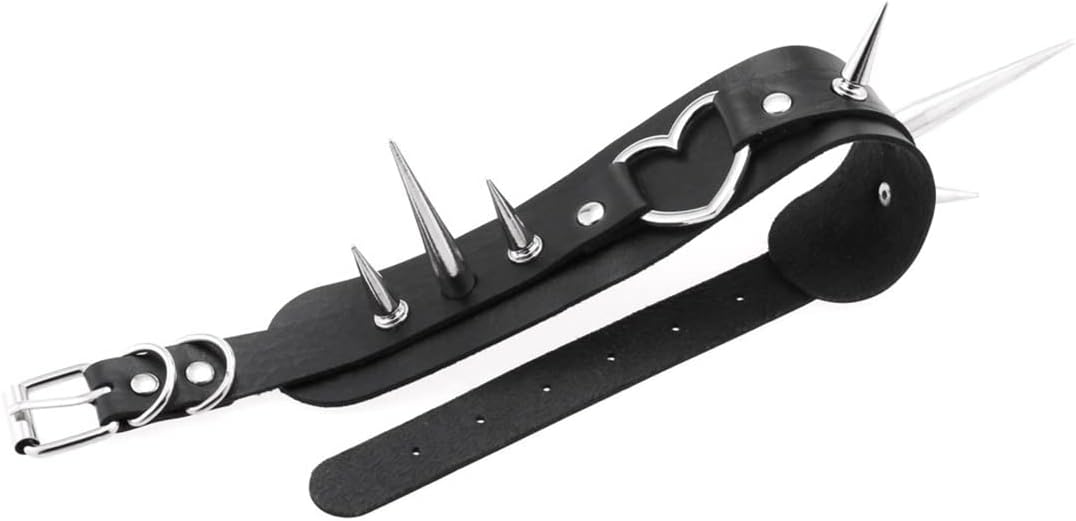 [ＡＬＴＩＴＡＢ] 2個 原宿ネックレス パンクリベット チョーカー PUレザー 首輪 ネックアクセサリー (01-ブラック)