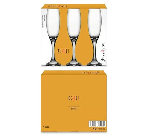 Jogo 3 Taças De Champanhe Em Vidro Eden Champangne 190ml