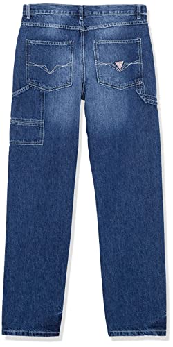 GUESS Calças jeans grandes para meninos, Lavagem índigo brilhante, 14 Anos