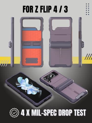 Caseborne V Compatible With Samsung Galaxy Z Flip 4 Case/Flip 3 Case - Rugged Protective Case With Semi-Auto Hinger Cover, Full Body Multi-Layer Cover (Purple) #TOP1