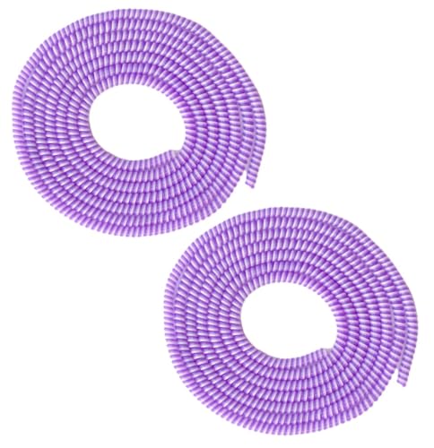 Image of J'TTON Spiral Triple Color (2 Pcs) 1.4 Meters Each-Full Size Cable Cord Charger Protector Saver Winder for iPhone & Android Charging Cables (Light Purple)